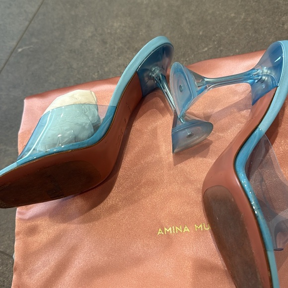 Amina Muaddi Light Blue -Lupita Glass - Picture 4 of 6